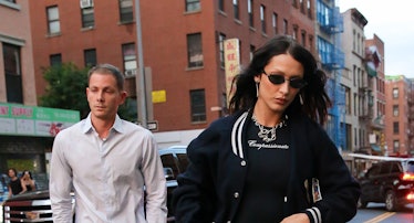 NEW YORK NY - AUGUST 9:: Bella Hadid and boyfriend Marc Kaman seen heading for dinner in New York Ci...