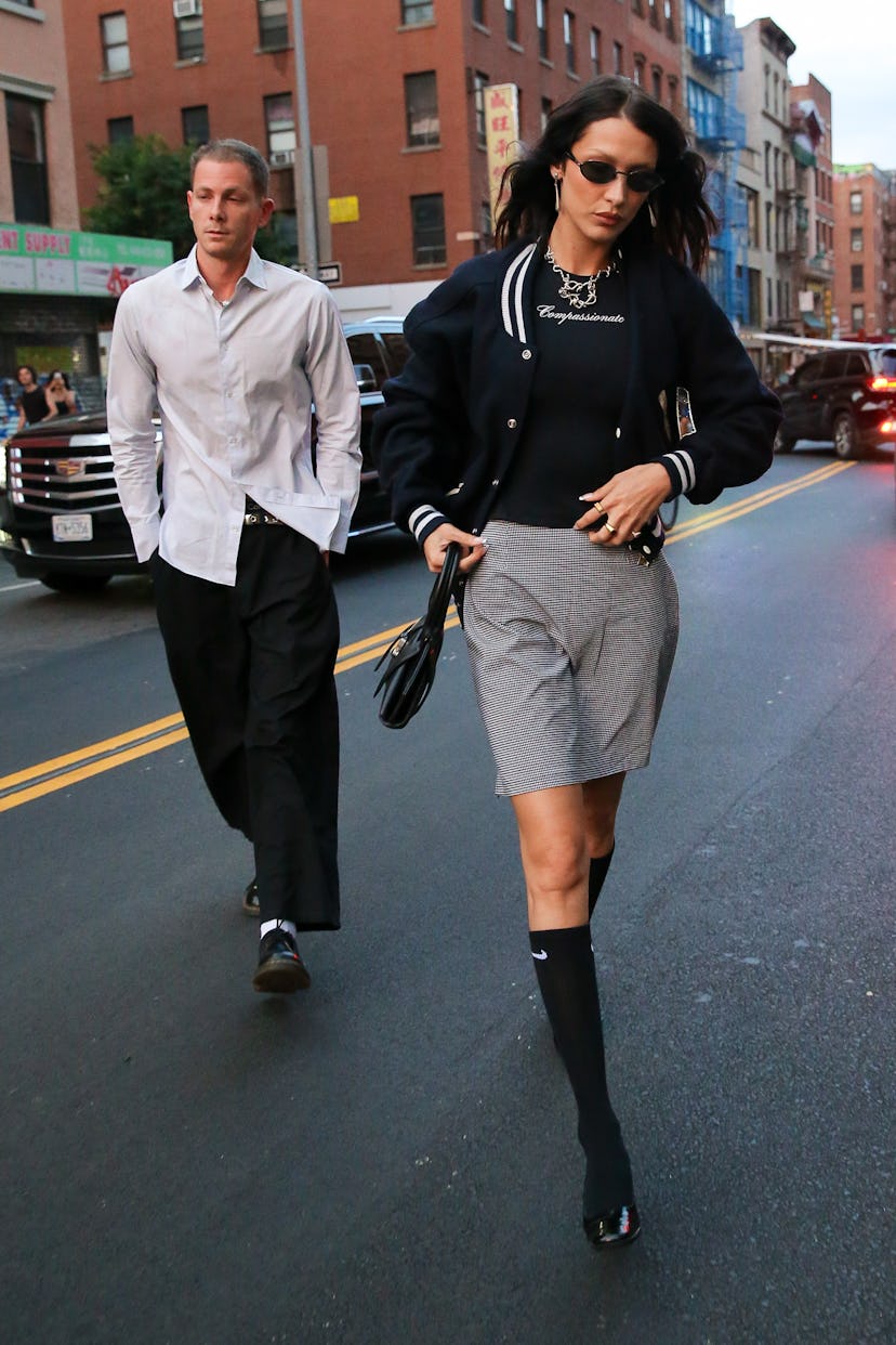 NEW YORK NY - AUGUST 9:: Bella Hadid and boyfriend Marc Kaman seen heading for dinner in New York Ci...