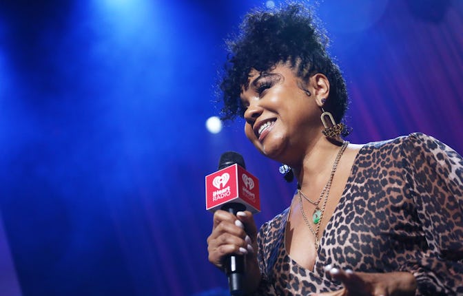 BURBANK, CALIFORNIA: In this image released on December 14, host Angela Yee speaks at iHeartRadio LI...