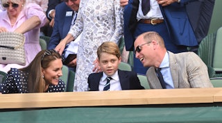 Kate Middleton, Prince George, and Prince William attend The Wimbledon Men's Singles Final. The Roya...