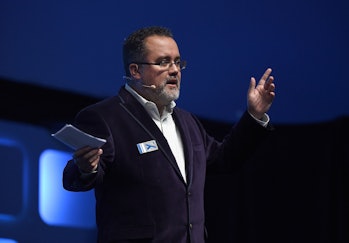 LONDON, ENGLAND - JULY 17:  Pablo Hidalgo on stage during Future Directors panel at the Star Wars Ce...