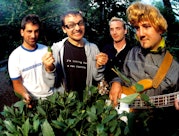 Wheatus, group portrait, in the garden behind Abbey Road recording studios in London, United Kingdom...