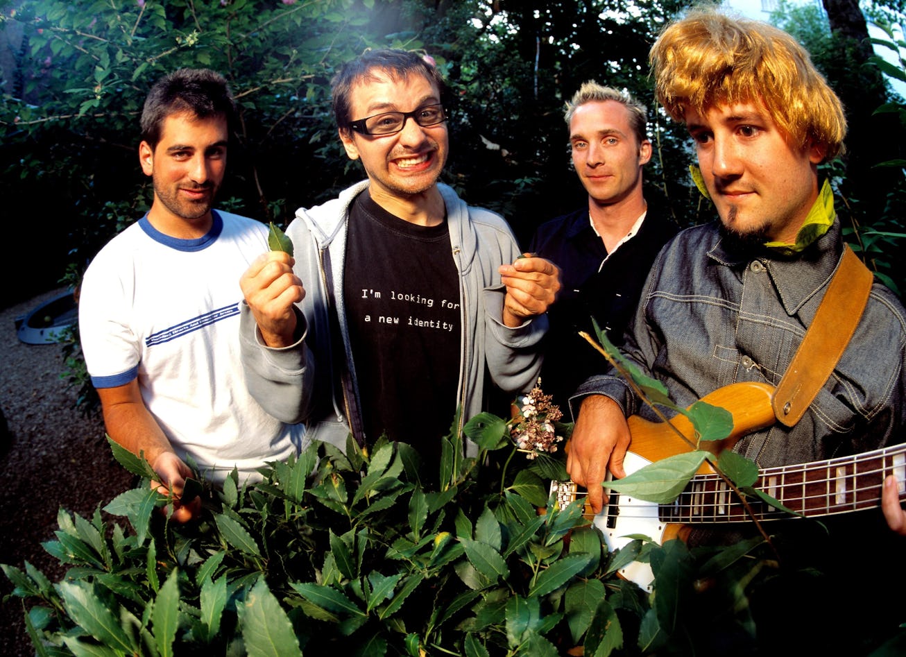 Wheatus, group portrait, in the garden behind Abbey Road recording studios in London, United Kingdom...