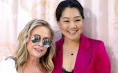 BEL AIR, CALIFORNIA - JULY 20: Television personalities Kathy Hilton (L) and Crystal Kung Minkoff at...