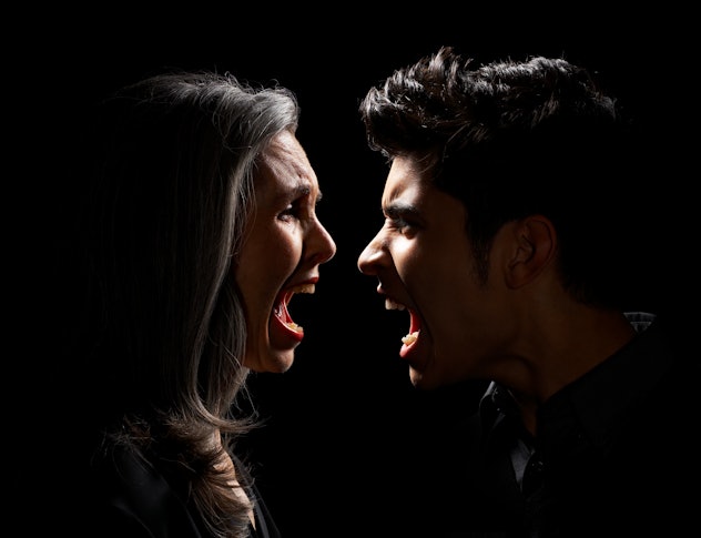 photo of two people arguing, in an article about which zodiac signs are most likely to be enemies an...