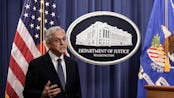 WASHINGTON, DC - AUGUST 11: U.S. Attorney General Merrick Garland explains to reporters that he will...