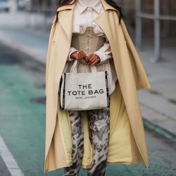 NEW YORK, NEW YORK - FEBRUARY 16: Fashion Week Guest is seen outside Claudia Li during New York Fash...