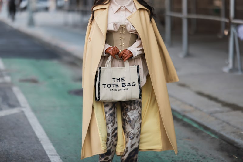 NEW YORK, NEW YORK - FEBRUARY 16: Fashion Week Guest is seen outside Claudia Li during New York Fash...