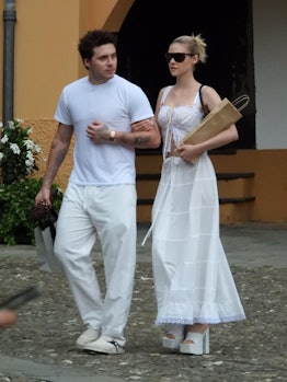 PORTOFINO, ITALY - JULY 04:  Brooklyn Beckham and wife Nicola Peltz seen in Portofino on 04 July 202...