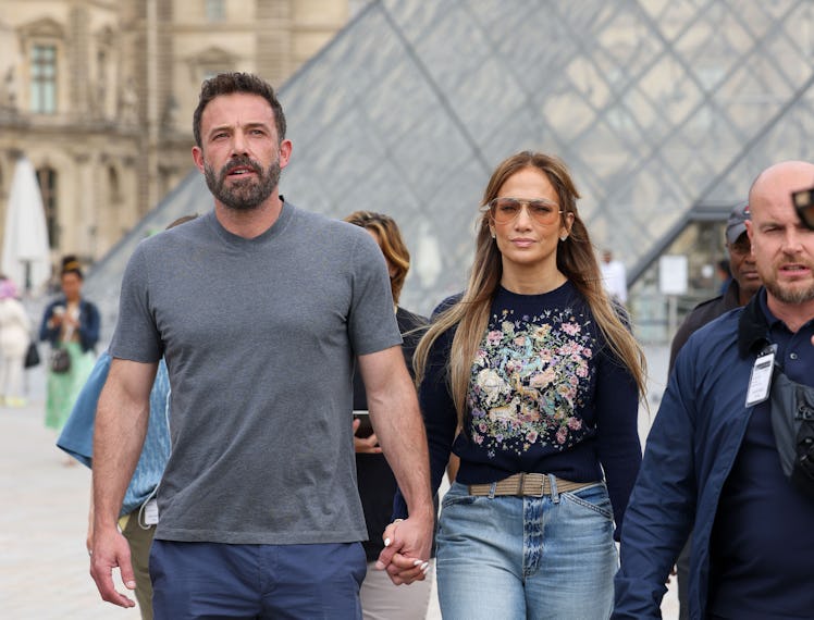 PARIS, FRANCE - JULY 26: Jennifer Lopez and Ben Affleck are seen at the Louvre Museum on July 26, 20...