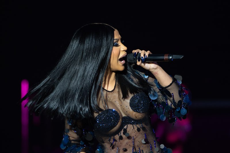 LONDON, ENGLAND - JULY 08: (Editorial Use Only) Cardi B performs on the main stage during Wireless F...