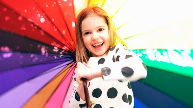 rainbow umbrella rainbow baby announcement 