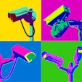 Posterised or Pop Art styled CCTV or Security Cameras. cctv camera, video camera, Surveillance, Moni...