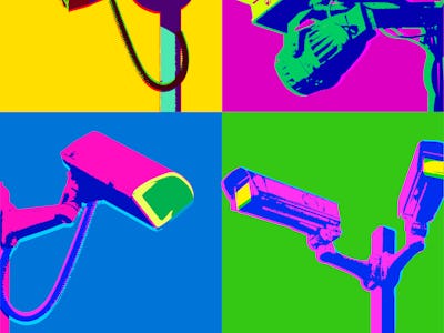 Posterised or Pop Art styled CCTV or Security Cameras. cctv camera, video camera, Surveillance, Moni...