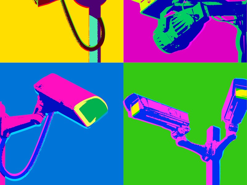 Posterised or Pop Art styled CCTV or Security Cameras. cctv camera, video camera, Surveillance, Moni...
