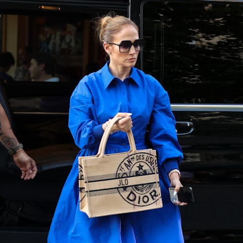 PARIS, FRANCE - JULY 25: Jennifer Lopez is seen arriving at Le Flore en l'Île on July 25, 2022 in Pa...