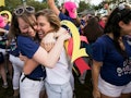 Sorority sisters hug during rush week, which rush week tips from former sorority sisters can help wi...