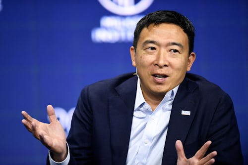 Andrew Yang, former Democratic presidential candidate and founder of the Forward Party, speaks durin...