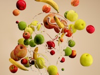 Art Of 3d CGI abstract design  fruits and food apples