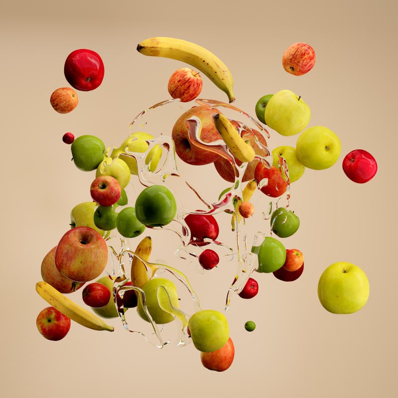 Art Of 3d CGI abstract design  fruits and food apples
