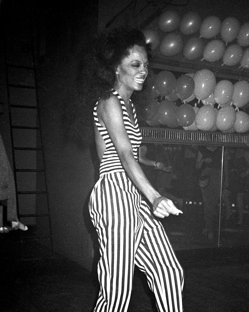 Diana Ross dances at the Embassy Club in London circa 1983.