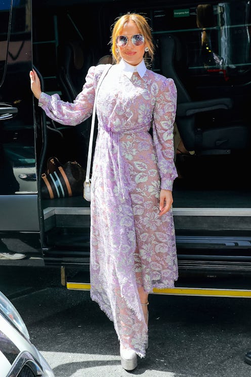 NEW YORK, NY - AUGUST 14: Jennifer Lopez is seen on August 14, 2022 in New York City.  (Photo by Jos...