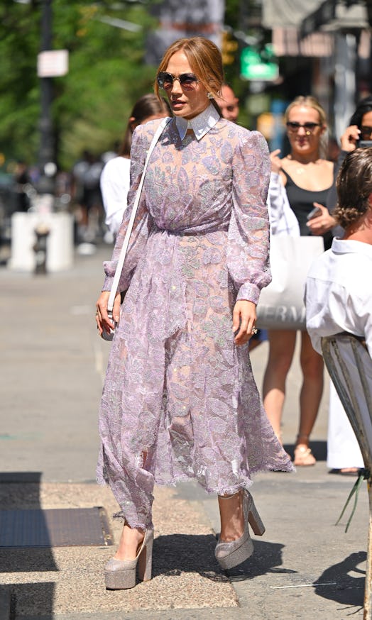 Jennifer Lopez is seen on the streets of SoHo on August 14, 2022 in New York City.