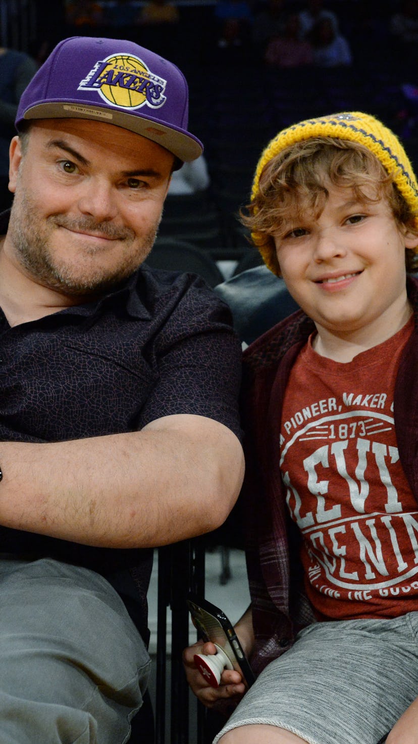 LOS ANGELES, CA - MARCH 28: Actor Jack Black and his son Samuel Black attend Washington Wizards and ...