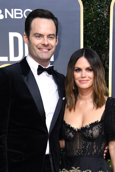 US actor Bill Hader (L) and actress Rachel Bilson arrive for the 77th annual Golden Globe Awards on ...
