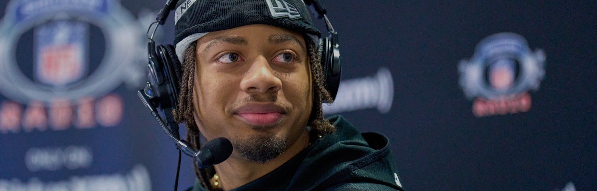 INDIANAPOLIS, IN - MARCH 05: LSU defensive back Derek Stingley Jr. answers questions from the media ...