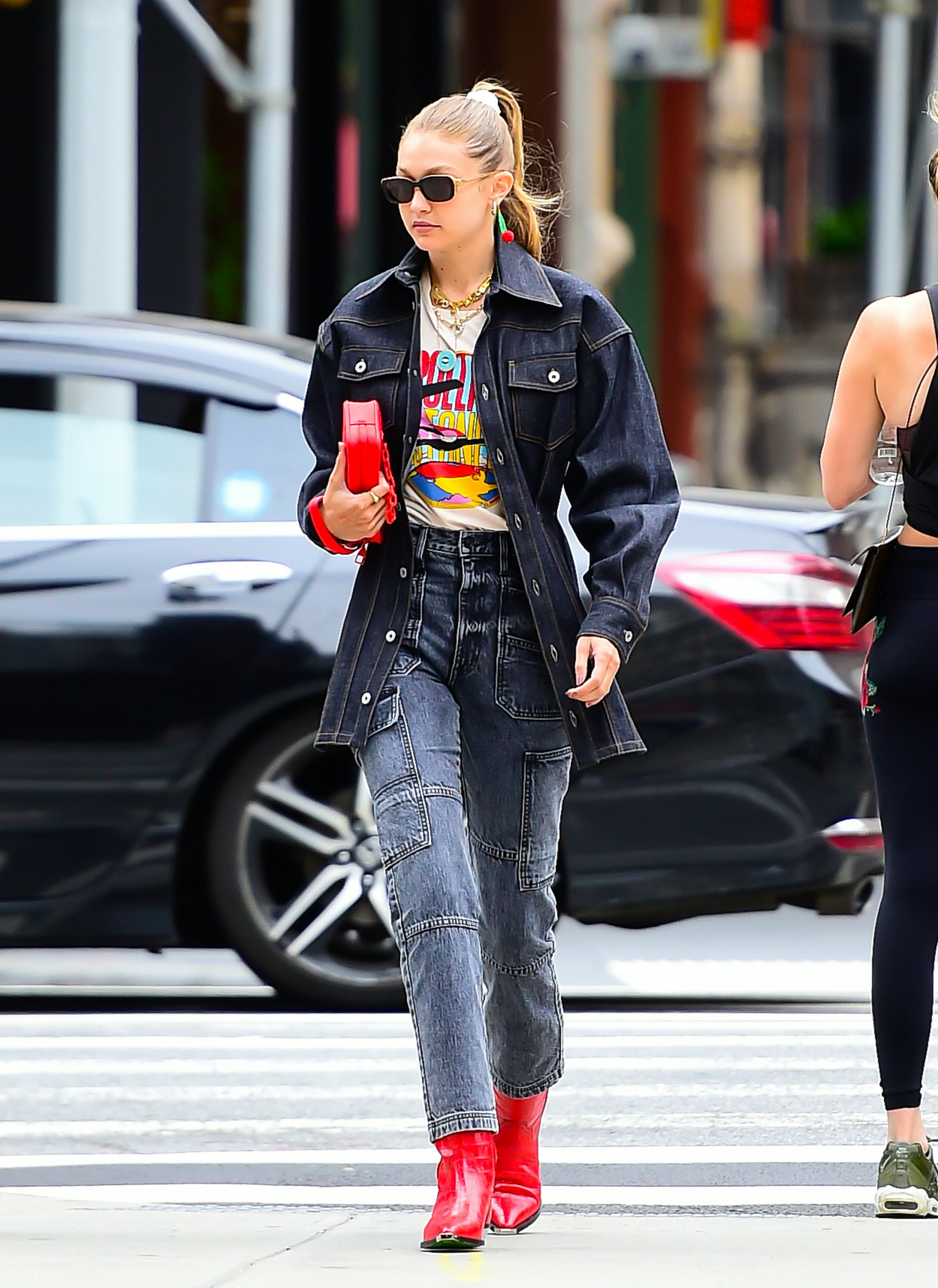 Gigi Hadid is seen walking in SoHo on September 6, 2019 in New York City