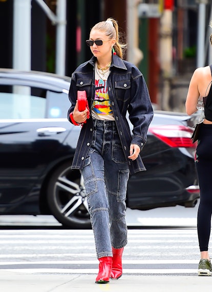 Gigi Hadid walking in SoHo, New York City on September 6, 2019.