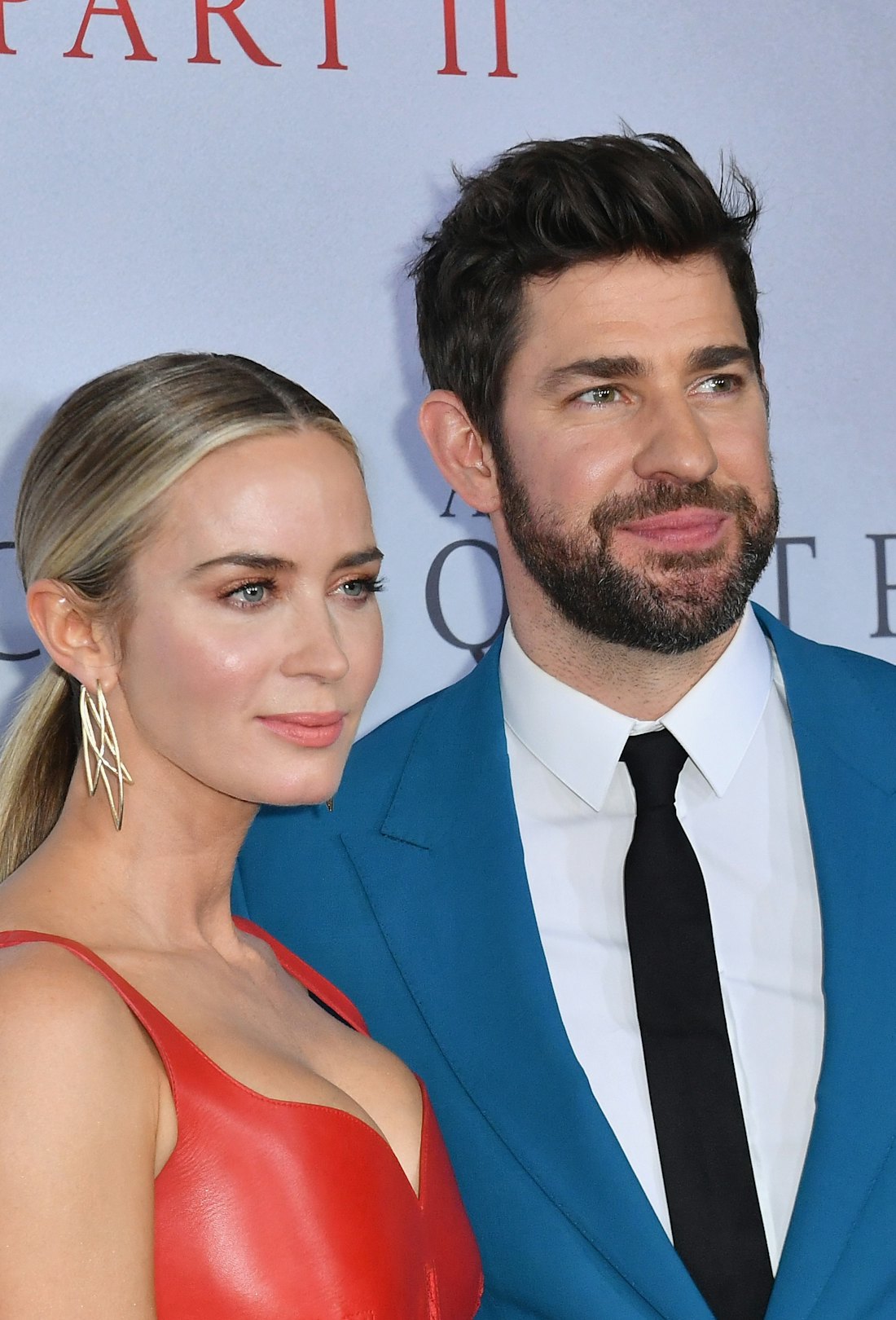 US/British actress Emily Blunt (L) and husband US actor John Krasinski attend Paramount Pictures' "A...