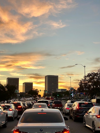 Los Angeles, USA  - January 27, 2020:  Evening traffic in LA