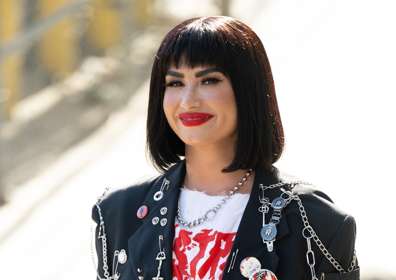 LOS ANGELES, CA - JULY 14: Demi Lovato is seen at "Jimmy Kimmel Live" on July 14, 2022 in Los Angele...