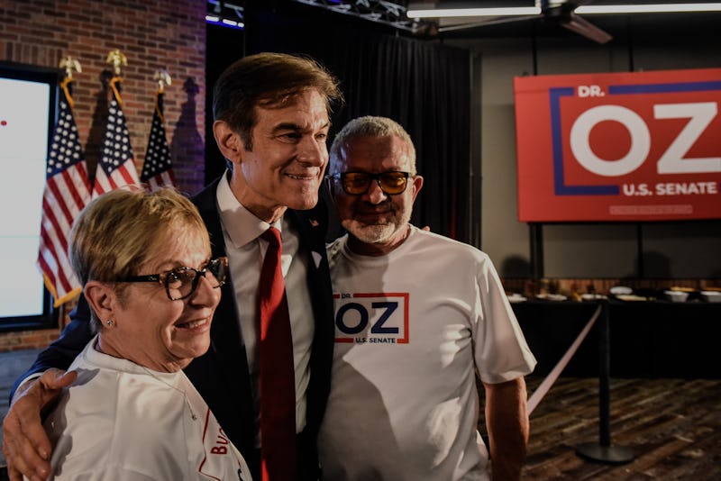 NEWTOWN, PA - MAY 17:  Republican U.S. Senate candidate Mehmet Oz greets supporters after the primar...