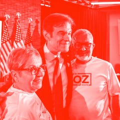 NEWTOWN, PA - MAY 17:  Republican U.S. Senate candidate Mehmet Oz greets supporters after the primar...