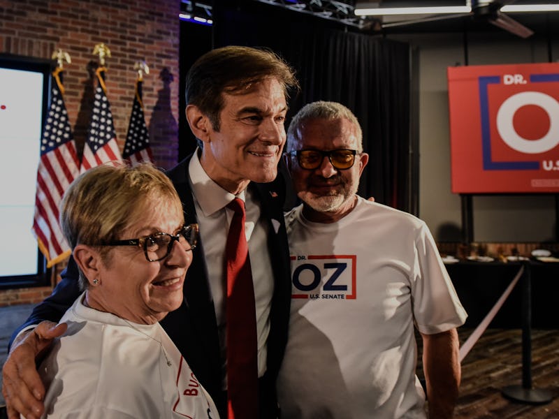 NEWTOWN, PA - MAY 17:  Republican U.S. Senate candidate Mehmet Oz greets supporters after the primar...
