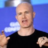 Brian Armstrong, CEO and Co-Founder, Coinbase, speaks during the Milken Institute Global Conference ...