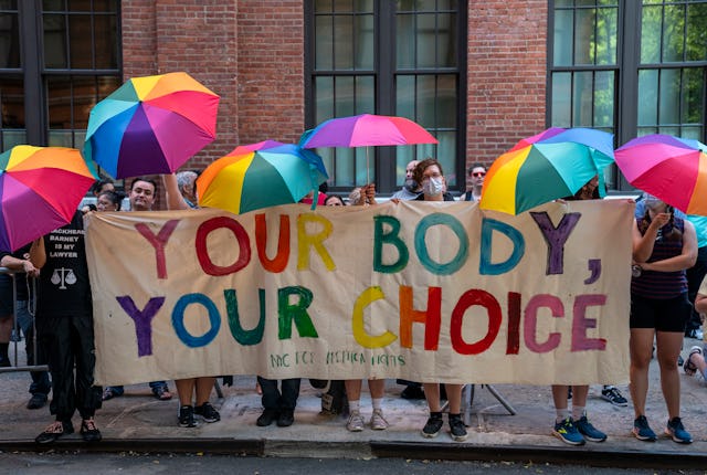 Pro-abortion rights protesters demonstrate outside the Planned Parenthood clinic and office in downt...