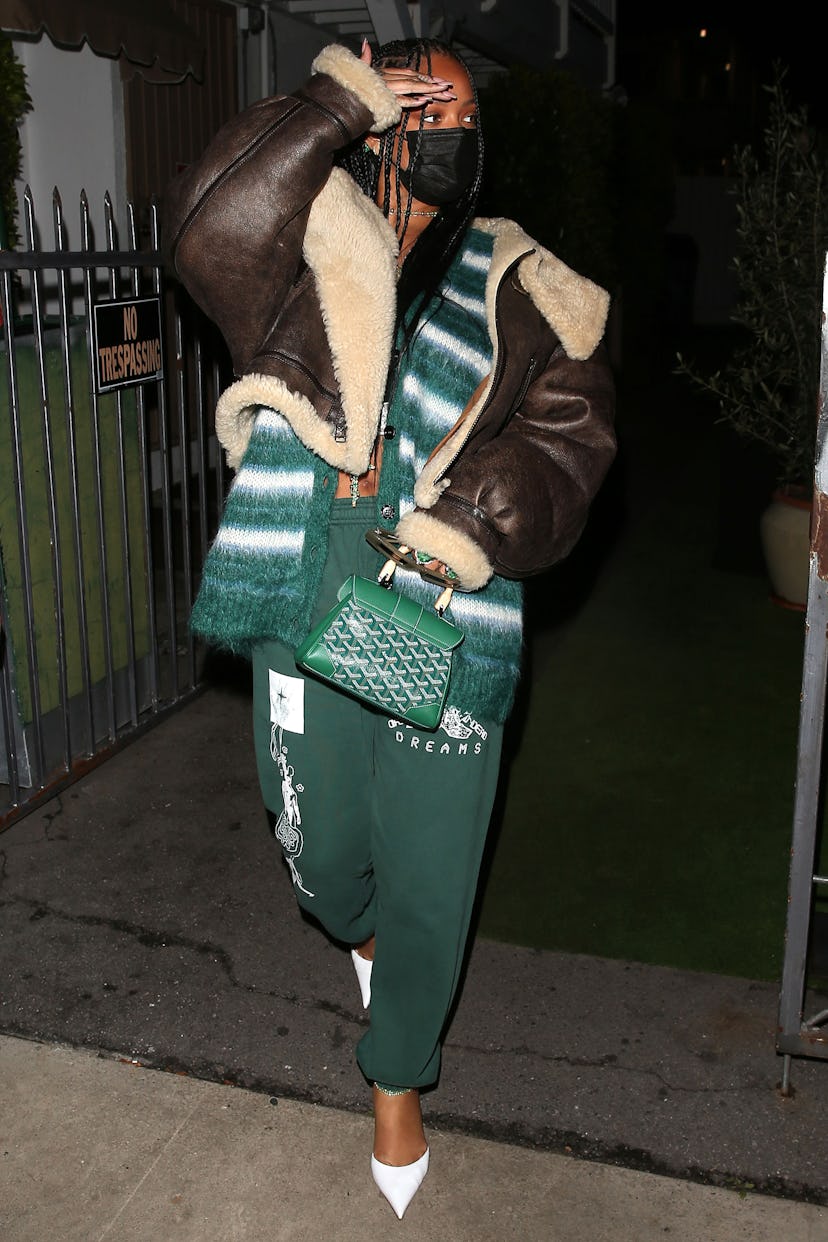 Rihanna is seen leaving Giorgio Baldi restaurant on March 11, 2021 in Los Angeles, California. 