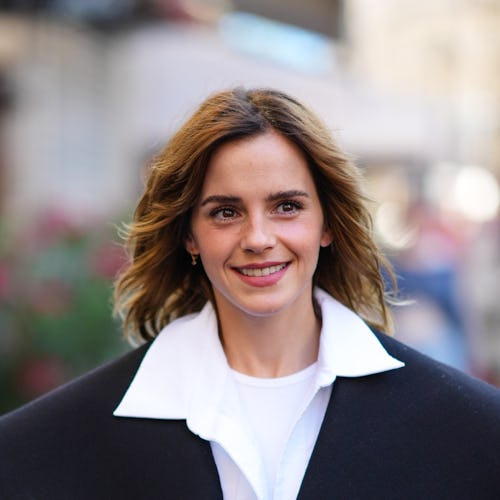 PARIS, FRANCE - JULY 04: Emma Watson is seen, outside the Schiaparelli show, during Paris Fashion We...