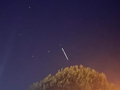 ANTALYA, TURKIYE - JULY 24: A single line of light beams belonging to Elon Musk's Starlink satellite...