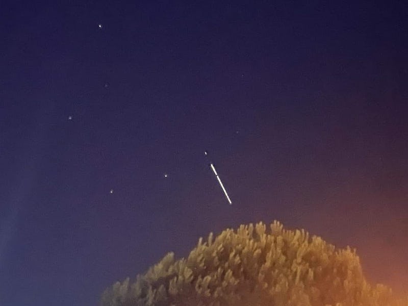 ANTALYA, TURKIYE - JULY 24: A single line of light beams belonging to Elon Musk's Starlink satellite...