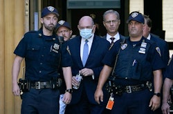 Former Trump Organization Chief Financial Officer Allen Weisselberg (C) leaves Manhattan Criminal Co...