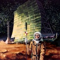 1960s ILLUSTRATION ASTRONAUTS ON EARTHS MOON SPACEMAN SURVEYORS EXPLORERS SCI-FI SCIENCE FICTION FA...