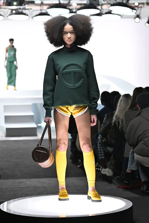 A model poses for the Telfar presentation during New York Fashion Week: The Shows on February 16, 20...