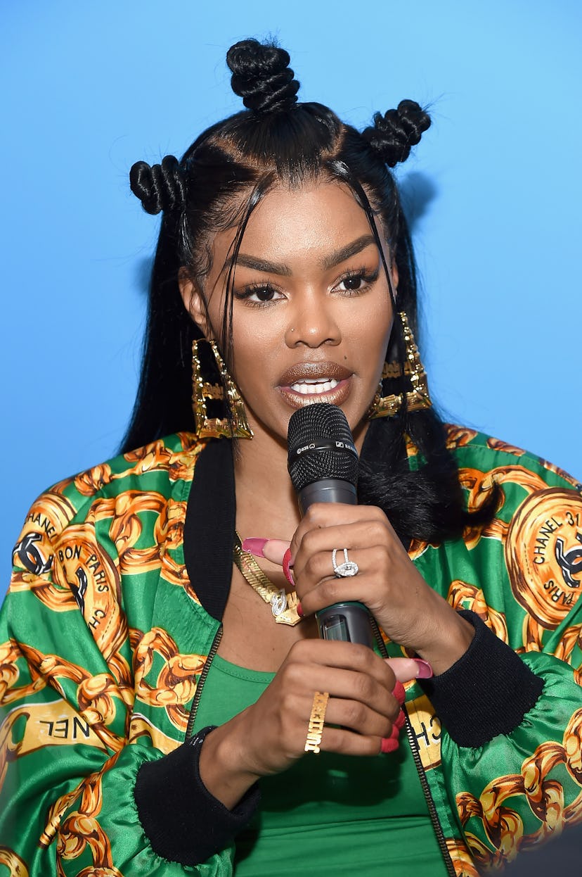Teyana Taylor wore Bantu knots to the Junie Bee Nail Salon grand opening in 2018 in New York City. 