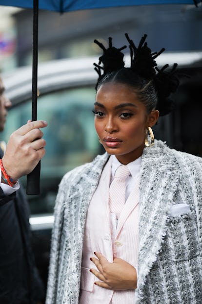 Yara Shahidi wore scary bantu knots at the Tom Brown show at Paris Fashion Week in March.
