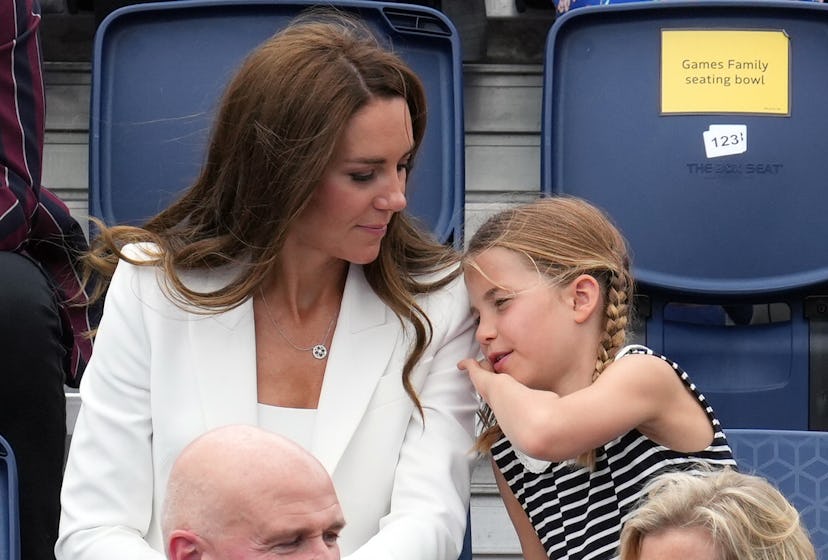 Princess Charlotte leaned on Kate Middleton.